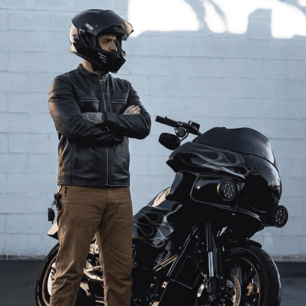 Men's Premium Leather Motorcycle Jacket with Back Vents