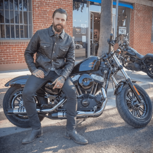 Men's Distressed Gray Leather Motorcycle Jacket