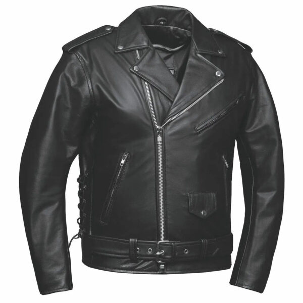 Ozzy - Mens Motorcycle Biker Leather Jacket - Black