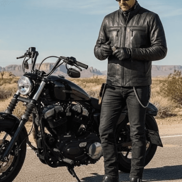 Men's Ultra Leather Jacket with Front and Back Padding