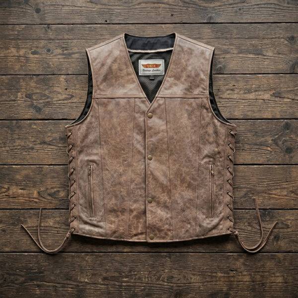 Arizona Men's Premium Leather Vest in Brown ANT