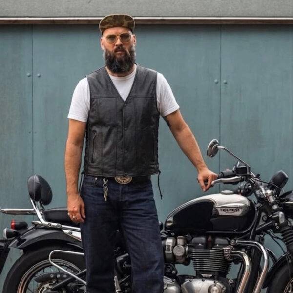 Blackhills Biker Men's Ultra Leather Vest with Concealed Carry