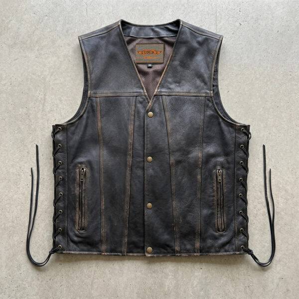 Colorado Men's Distressed Brown Leather Motorcycle Vest