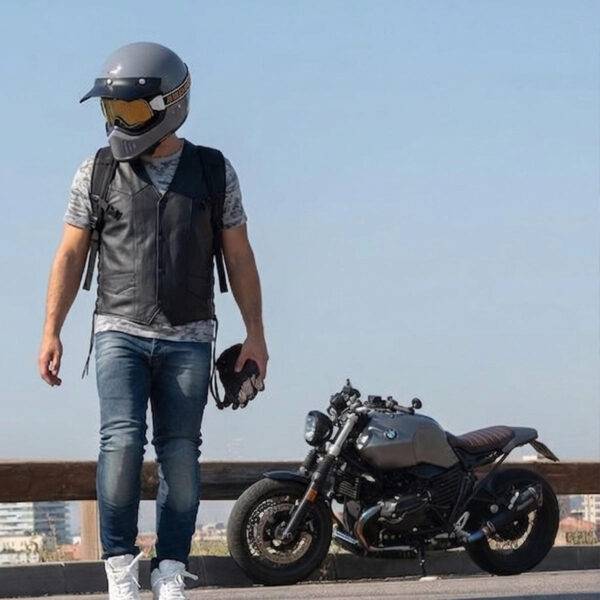 Madrid Men's Premium Leather Vest in Black Hardware