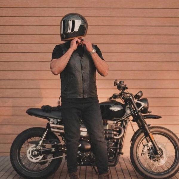 Mojave Men's Ultra Leather Biker Vest in Black