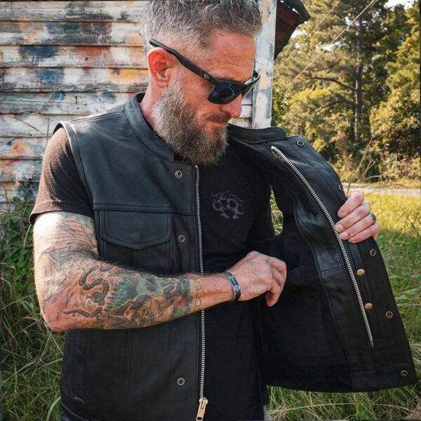 Sturgis Men's SOA Style Club Leather Motorcycle Vest