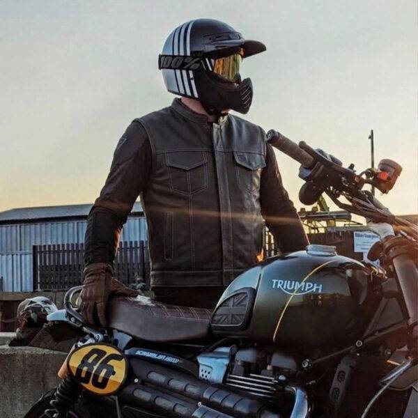 Outlaw Men's Motorcycle Leather Vest with Lining