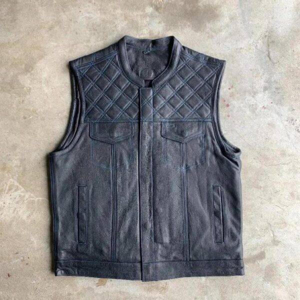 Blue Diamond Men's Biker Leather Vest