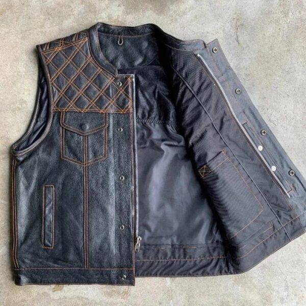 Orange Diamond Men's Biker Vest