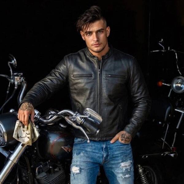 Conceal Carry Men's Ultra Leather Jacket Motorcycle Black Hardware Design