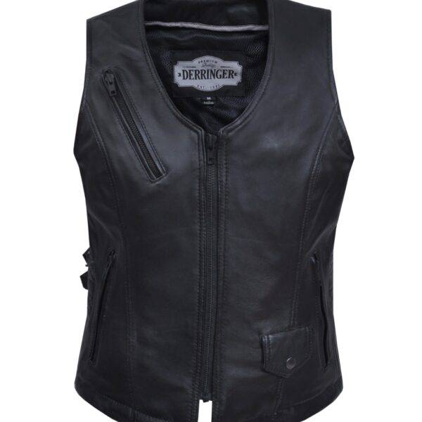 Midnight Cowgirl - Ladies Premium Leather Vest - Black