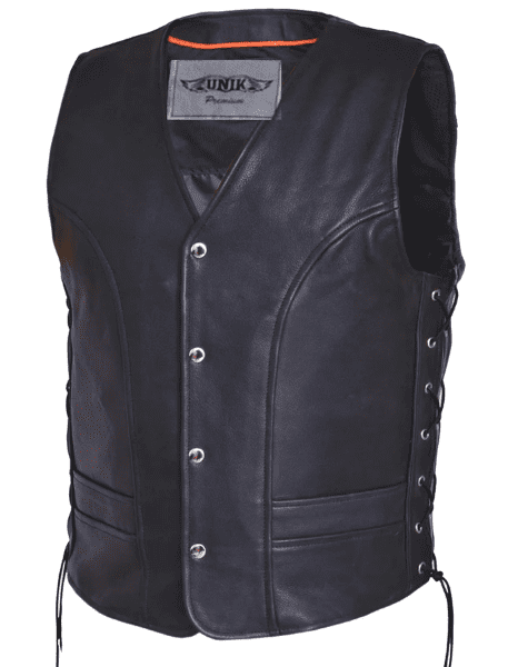 Mens Premium Leather Vest - Black