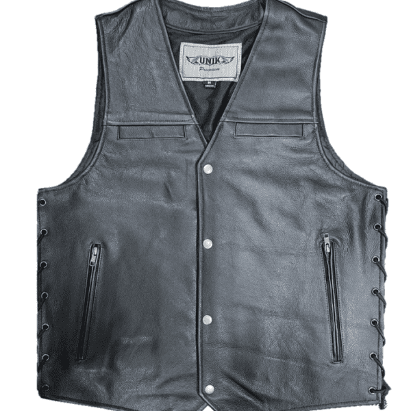 Billy Men's Premium Leather Vest in Black
