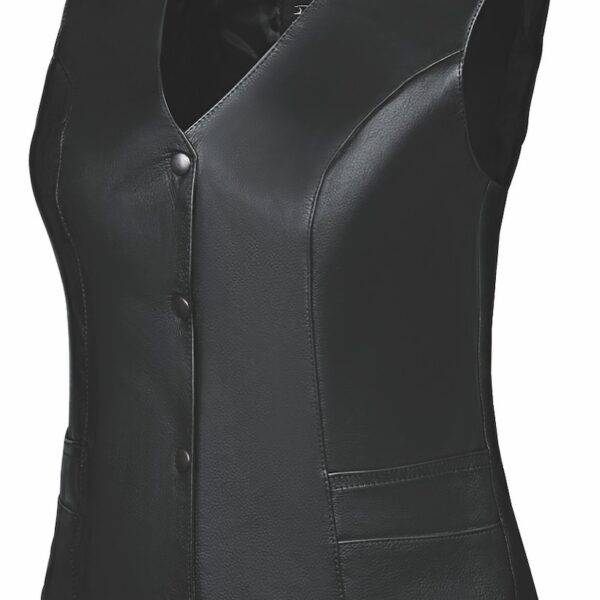 Ladies Premium Leather Vest - Black