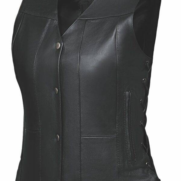 Belle - Ladies 10-Pocket Leather Vest - Black