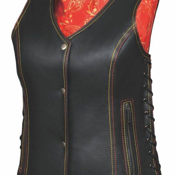 Ember - Ladies Red & Gold Paisely Liner Vest - Black