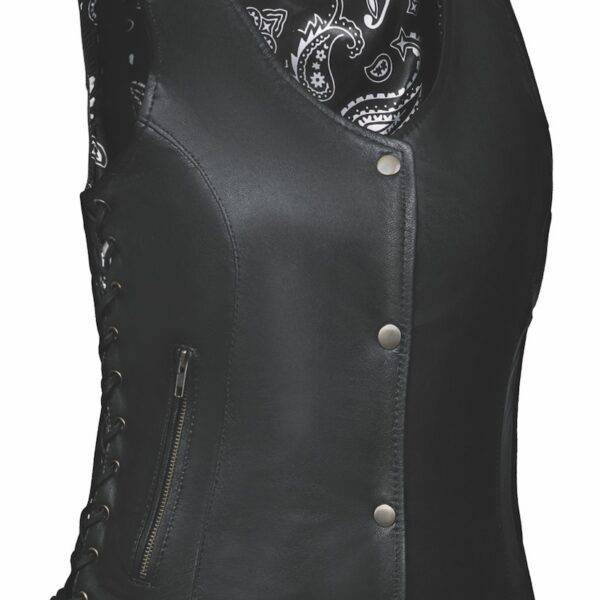 Annette - Ladies Lining Leather Vest - Black