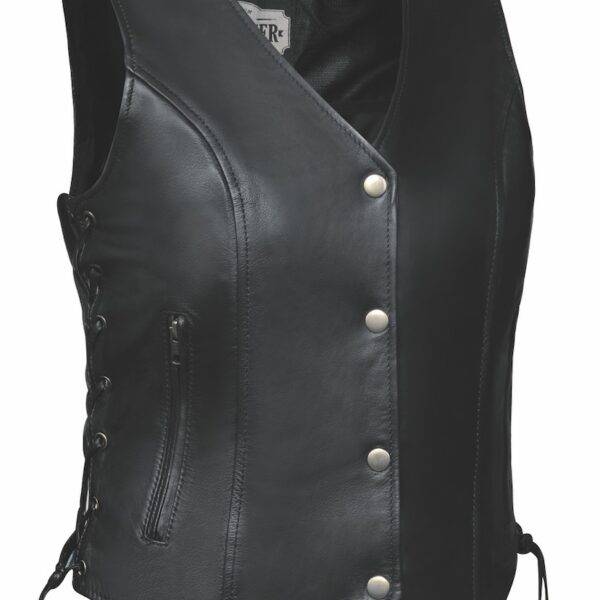 Beth - Ladies Premium Leather Vest - Black
