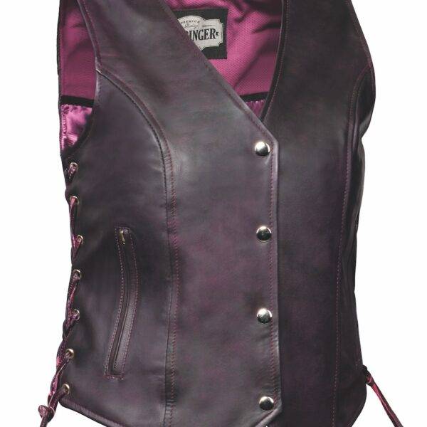 Lilly - Ladies Premium Leather Vest - Purple