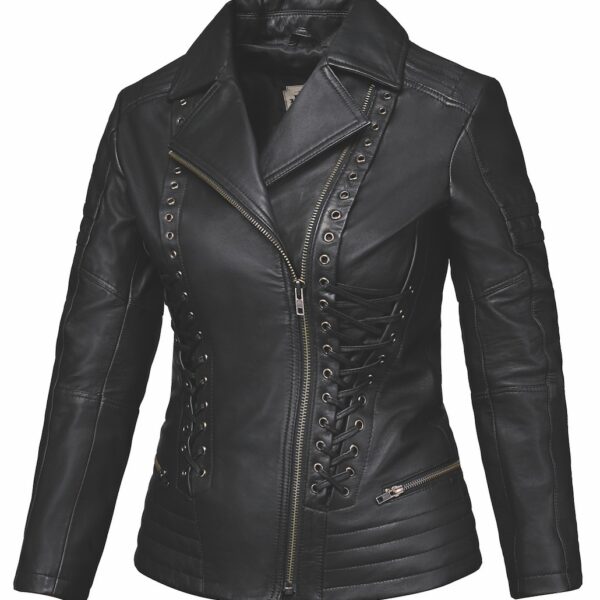 Ladies Black Leather Jacket - Black