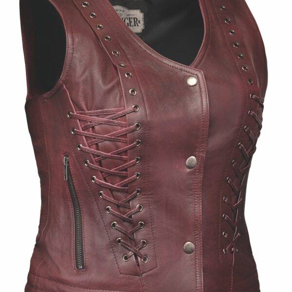 Wicked Tread - Ladies Premium Leather Vest - Red