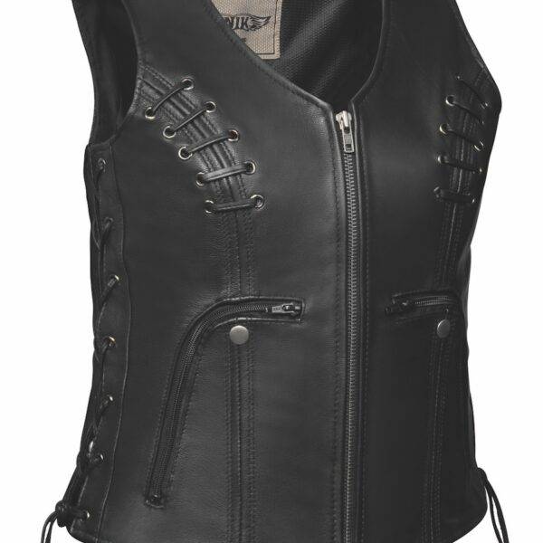 Rebel Lace - Ladies Premium Leather Vest - Black