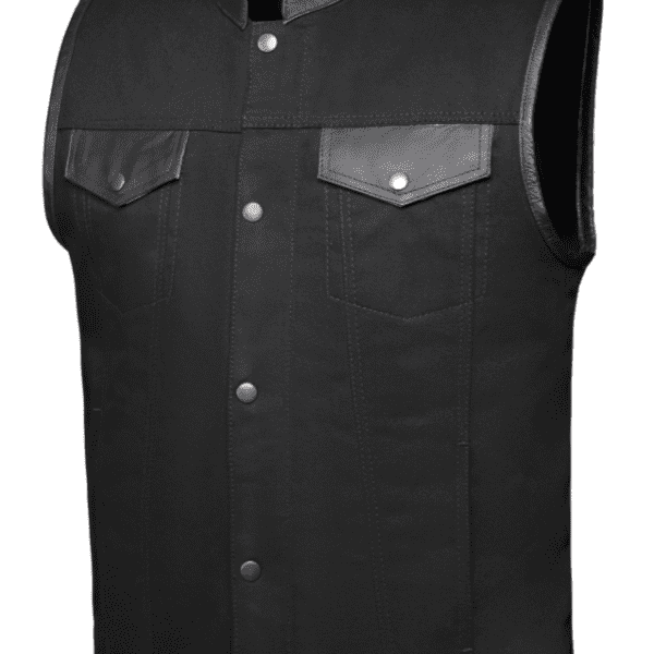 Nightrider - Mens Denim Leather Club Vest - Black
