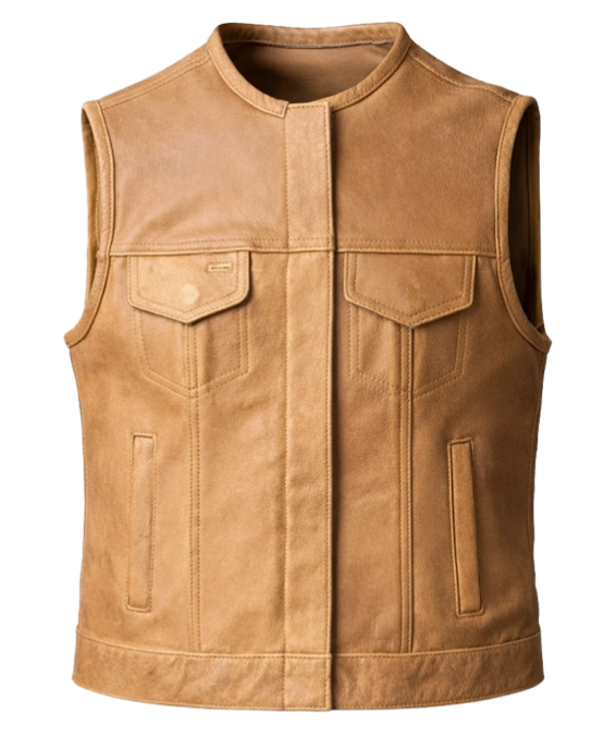 Ladies Leather Vest - Black