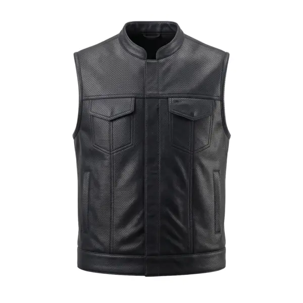 Mens SOA Style Vest with Perforation - Black