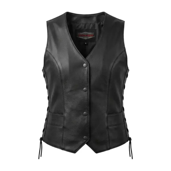 Sierra - Ladies Premium Leather Vest - Black
