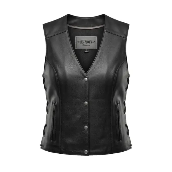 Shirly - Ladies Reflective Wing Leather Vest - RF